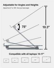 img 3 attached to Подставка для ноутбука 💻 SWORDFISH: алюминиевая, регулируемая и переносная многоугольная стойка для рабочего стола с выходом для тепла для ноутбуков до 17 дюймов, совместимая с ноутбуками MacBook, HP, Dell, Lenovo – металлического серого цвета