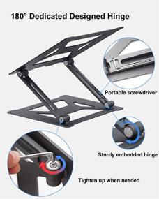 img 1 attached to 💻 SWORDFISH Laptop Stand: Aluminum, Adjustable & Portable Multi-Angle Laptop Desk Riser with Heat-Vent for Laptops up to 17", Compatible with MacBook, HP, Dell, Lenovo Notebooks – Metal Gray