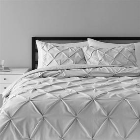 img 4 attached to 🛌 Premium Amazon Basics Light Grey Pinch Pleat Down-Alternative Comforter Bedding Set - Full / Queen