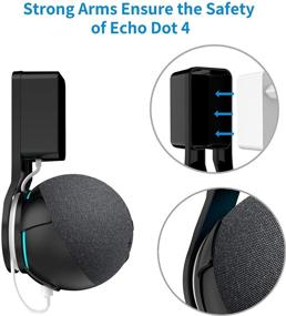 img 2 attached to 🔌 Крепление для настенной розетки для SPORTLINK Echo Dot 4-го поколения - компактный кронштейн с полкой для кабельного управления (черный)