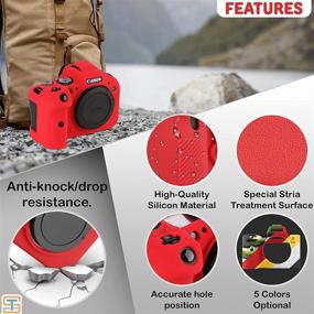 img 3 attached to 📸 STSEETOP Canon R6 Case, Silicone Rubber Camera Case Cover Cage, Soft and Detachable Protective DSLR Skin Protector for Canon R5 (Red)