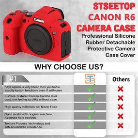 img 1 attached to 📸 STSEETOP Canon R6 Case, Silicone Rubber Camera Case Cover Cage, Soft and Detachable Protective DSLR Skin Protector for Canon R5 (Red)