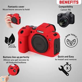 img 2 attached to 📸 STSEETOP Canon R6 Case, Silicone Rubber Camera Case Cover Cage, Soft and Detachable Protective DSLR Skin Protector for Canon R5 (Red)