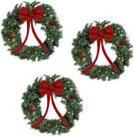 illuminate your holidays with a set of 3 lighted christmas wreaths - 22 inches diameter logo