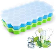 civaza ice cube tray - stackable, bpa free, flexible, with lids - set of 2 silicone ice trays for whiskey and cocktails (blue + green) logo