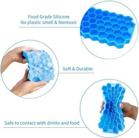 img 1 attached to Civaza Ice Cube Tray - Stackable, BPA Free, Flexible, with Lids - Set of 2 Silicone Ice Trays for Whiskey and Cocktails (Blue + Green)