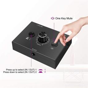 img 1 attached to 🎧 3.5mm Audio Switcher - Dingsun 2 Port Audio Selector Box for Active Speakers, Headphones, MP3/MP4, Android Phone, Game Console, PC, and More - 1 Input 2 Output / 2 Input 1 Output