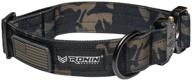 🐾 tactical dog collar by ronin factory - american flag design - ideal for small, medium & large dogs - military style collar (green camo, small/medium) logo