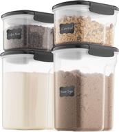 premium bpa-free airtight food-storage containers with lids - organize your kitchen with dry-food-storage containers set for flour, cereal, sugar, coffee, rice, nuts, snacks, and more (gray) логотип