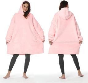 img 3 attached to 🧥 Fantaslook Oversized Hoodie Blanket with Deep Pocket - Microfiber & Sherpa Fleece, Perfect Gifts for Women, Men, and Adults - ONE Size FITS Most (Pink)