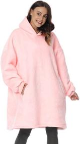 img 4 attached to 🧥 Fantaslook Oversized Hoodie Blanket with Deep Pocket - Microfiber & Sherpa Fleece, Perfect Gifts for Women, Men, and Adults - ONE Size FITS Most (Pink)