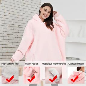 img 1 attached to 🧥 Fantaslook Oversized Hoodie Blanket with Deep Pocket - Microfiber & Sherpa Fleece, Perfect Gifts for Women, Men, and Adults - ONE Size FITS Most (Pink)