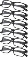 professional black 6-pack reading glasses with spring hinges for men and women logo