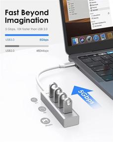 img 2 attached to 💻 LENTION USB C Hub with 4 USB 3.0 Ports Compatible with MacBook Pro 13/15/16 M1 2021-2016, MacBook Air, Surface, iPad Pro, Chromebook and More - Stable Driver Certified Ultra Slim Adapter (CB-C22s, Silver)