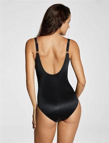 img 2 attached to DELIMIRA Women's Underwire Plus Size One Piece Swimsuit: Tummy Control, Modest Swimwear in Black