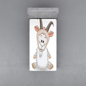 img 3 attached to 🐐 Ivory White Ambesonne Goat Fitted Sheet: Childish Cartoon Design, Soft Twin Size Bedding with All-Round Elastic Pocket