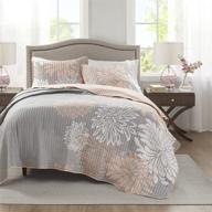 🌸 comfort spaces enya quilt set - casual floral print channel stitching design, lightweight & cozy bedding, full/queen size, blush 3 piece logo