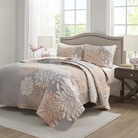 img 3 attached to 🌸 Comfort Spaces Enya Quilt Set - Casual Floral Print Channel Stitching Design, Lightweight & Cozy Bedding, Full/Queen Size, Blush 3 Piece