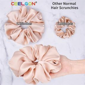 img 3 attached to 🎀 CEELGON Big Real Silk Scrunchies – Extra Large Satin Oversized Hair Ties for Thick Hair (6 Pack)