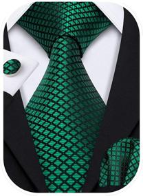 img 4 attached to 💚 Timeless Elegance: Barry Wang Emerald Green Silk Tartan Men's Accessories