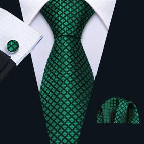 img 2 attached to 💚 Timeless Elegance: Barry Wang Emerald Green Silk Tartan Men's Accessories