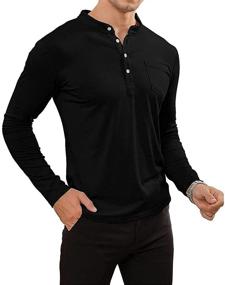 img 1 attached to Stylish KUYIGO Sleeve Casual Pocket Medium Men's Clothing: Perfect blend of comfort and fashion