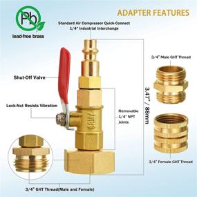 img 3 attached to 🔌 Winterize Blowout Adapter Kit: Tool Daily 2PCS Quick Adapters with Ball Valve for RV, Boat, Camper, and Trailer – 1/4" Quick Connect Plug and 3/4" Garden Water Hose Threading Included!