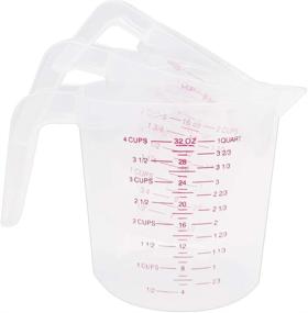 img 3 attached to 📏 Plastic Measuring Cups Set - 3 Pcs, Clear Measuring Jug Set with 4/2/1 Cup Capacity, Stackable Heat-resistant Cups for Liquid and Baking Measurements, Ideal for Kitchen and Lab Use