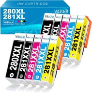 🖨️ vaker compatible canon 280 281 ink cartridges with chip replacement - generic 280xxl 281xxl ink cartridges for canon pixma ts9120 tr8520 ts6120 ts6220 ts8120 tr7520 printer (5 pack, pgbk/black/cyan/yellow) logo