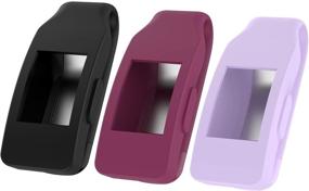 img 2 attached to 📎 Seltureone (3 Pack) Clips with Steel Sheet for Fitbit Inspire/Inspire HR - Solid Color Silicone Accessory Clips in Black, Lavender, and Wine Red