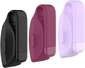img 1 attached to 📎 Seltureone (3 Pack) Clips with Steel Sheet for Fitbit Inspire/Inspire HR - Solid Color Silicone Accessory Clips in Black, Lavender, and Wine Red
