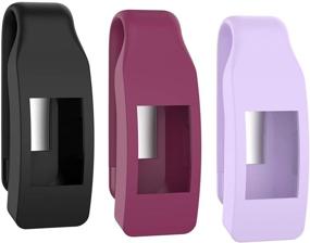 img 3 attached to 📎 Seltureone (3 Pack) Clips with Steel Sheet for Fitbit Inspire/Inspire HR - Solid Color Silicone Accessory Clips in Black, Lavender, and Wine Red