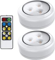 2 pack led puck lights with remote control - wireless under cabinet lighting for kitchen - battery operated stick on lights - under counter lights - battery powered led cabinet light логотип