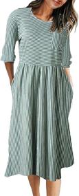img 4 attached to 👗 MEROKEETY Women's Balloon Striped Pockets Clothing