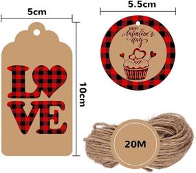 img 3 attached to 💌 Whaline Valentine's Day Paper Gift Tags: 8 Designs, Red Black Plaid Heart Love Tags, Rectangle & Round Hanging Labels with 66ft Twine - Ideal for Wedding Anniversary DIY Gift Crafts, Wedding Party Favor - 120pcs
