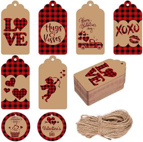 img 4 attached to 💌 Whaline Valentine's Day Paper Gift Tags: 8 Designs, Red Black Plaid Heart Love Tags, Rectangle & Round Hanging Labels with 66ft Twine - Ideal for Wedding Anniversary DIY Gift Crafts, Wedding Party Favor - 120pcs