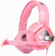 🎧 onfinio gaming headset with noise cancelling microphone - pink | xbox one, ps4, pc, ps5, xbox series x, nintendo switch, mac, laptop compatible логотип