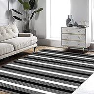 🔳 enhance your doorway's style with the birmingham stripe black and white outdoor rug - 4' x 6', hand-woven cotton, reversible, washable, perfect for layered door mats and porch/front door logo