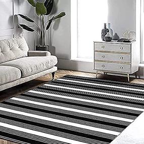 img 4 attached to 🔳 Enhance Your Doorway's Style with the Birmingham Stripe Black and White Outdoor Rug - 4' x 6', Hand-Woven Cotton, Reversible, Washable, Perfect for Layered Door Mats and Porch/Front Door
