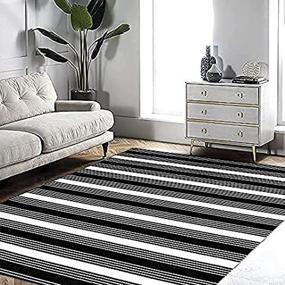 img 3 attached to 🔳 Enhance Your Doorway's Style with the Birmingham Stripe Black and White Outdoor Rug - 4' x 6', Hand-Woven Cotton, Reversible, Washable, Perfect for Layered Door Mats and Porch/Front Door