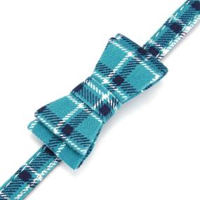 img 2 attached to StrawberryEC Extra Small Dog and Cat Collar - Cute Plaid Bowtie, Adjustable for Puppy and Kitten. Quality PU Leather & Durable Polyester