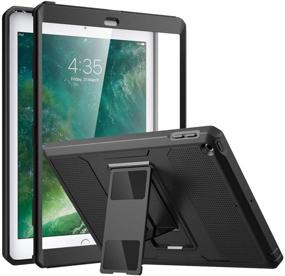img 4 attached to 📱 MoKo Чехол для iPad 9.7 6 / 5 поколения (2018/2017) - Прочный ударопрочный гибридный чехол с полной защитой корпуса и встроенной пленкой для экрана - Совместим с iPad 9.7 дюйма, черный.