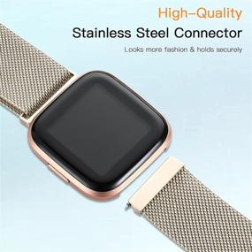 img 3 attached to 👍 Ремешки Fitbit Versa 2/Versa/Versa Lite для женщин и мужчин - Металлический сетчатый магнитный ремешок из нержавеющей стали в замен Fitbit Versa Smartwatch, Шампанское, небольшой размер - совместимость ZWGKKYGYH