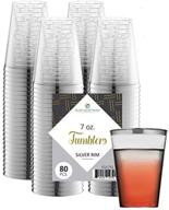 🥃 80 pack elite selection 7 oz clear plastic shot cups with silver rim - ideal for shots, tastings, sauces, dips - disposable party shot glasses logo