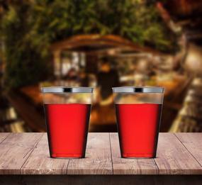 img 2 attached to 🥃 80 Pack Elite Selection 7 oz Clear Plastic Shot Cups with Silver Rim - Ideal for Shots, Tastings, Sauces, Dips - Disposable Party Shot Glasses