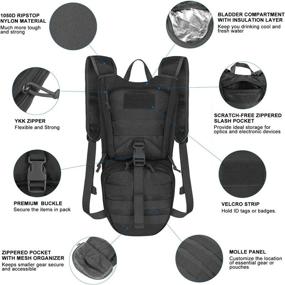 img 3 attached to 🎒 Unigear 1050D Tactical Hydration Backpack with 2.5L Water Bladder, Insulated Pack for Hiking, Cycling, Hunting & Climbing - Keeps Liquids Cool up to 4 Hours