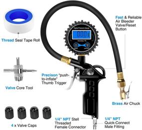 img 2 attached to ⚙️ Nilight 50026R Digital Tire Inflator Pressure Gauge with Quick Connect Coupler - 250 PSI Air Chuck and Compressor Accessories Heavy Duty, Rubber Hose, 0.1 Display Resolution - 2 Year Warranty
