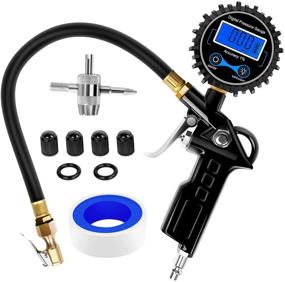 img 4 attached to ⚙️ Nilight 50026R Digital Tire Inflator Pressure Gauge with Quick Connect Coupler - 250 PSI Air Chuck and Compressor Accessories Heavy Duty, Rubber Hose, 0.1 Display Resolution - 2 Year Warranty