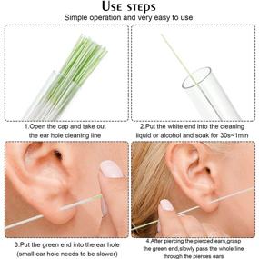 img 1 attached to 360-Pack Ear Hole Floss Earrings Hole Cleaner: Disposable Piercing Aftercare Cleaner | Cleaning Line for Ear Piercing Care | Tool for Girls, Women, Men | White & Green