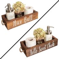 🚽 nice butt bathroom decor box: 2 sides | funny gift, farmhouse toilet paper holder & rustic bathroom decor in brown logo